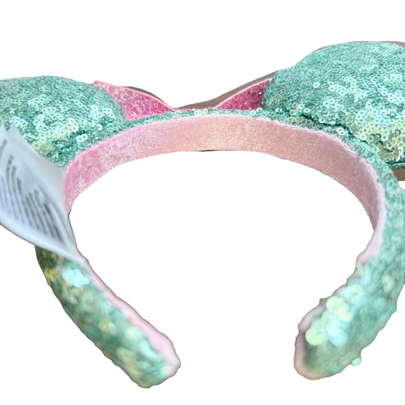 NWOT Disney Parks Minnie Mouse Sequin Ear Headband Pink Sugar Rush Mint Green - Picture 5 of 6
